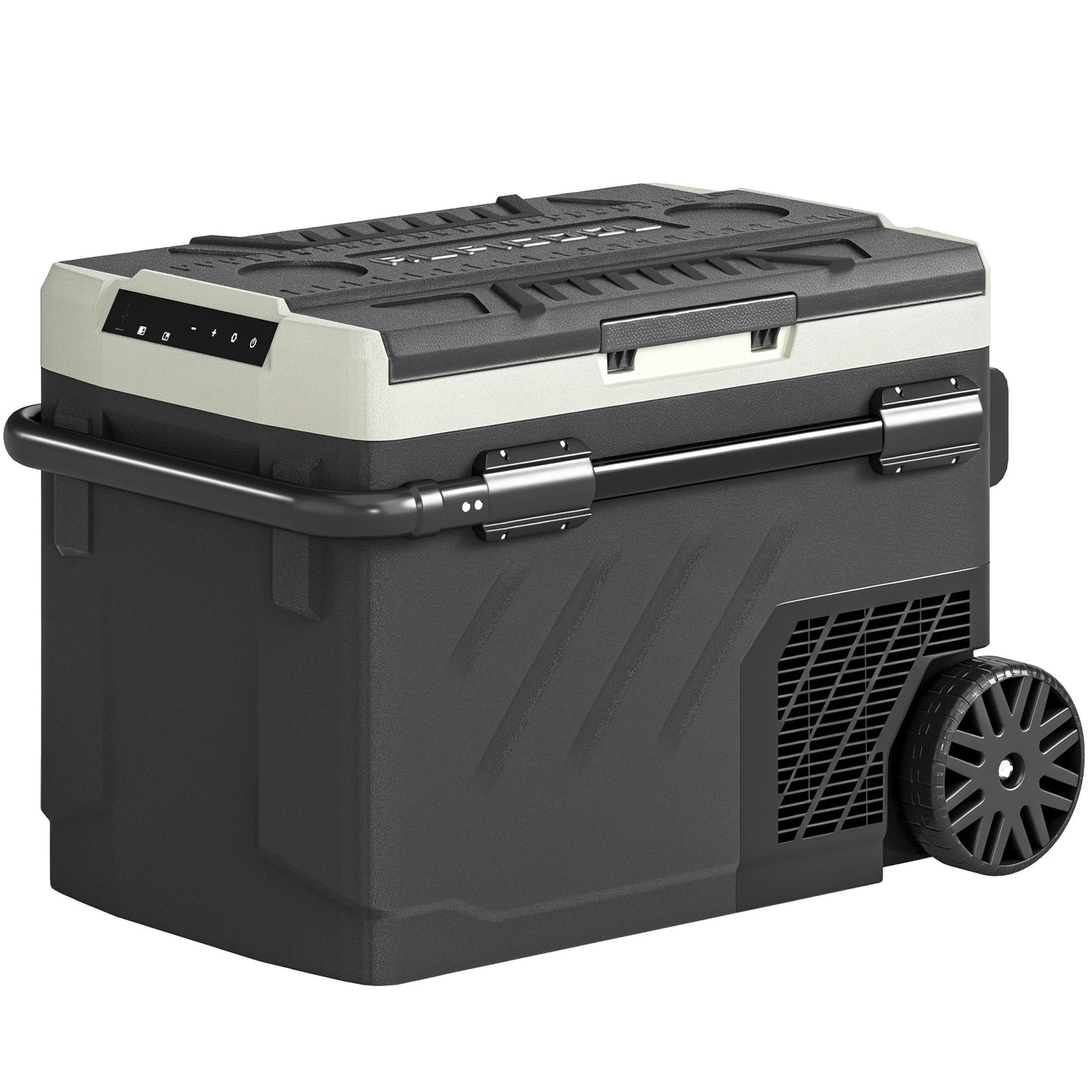 Outsunny 40L Compressor Car Fridge Freezer, Dual Zone Camping Refrigerator with App Control, Telescopic Handle, -20°C-20°C