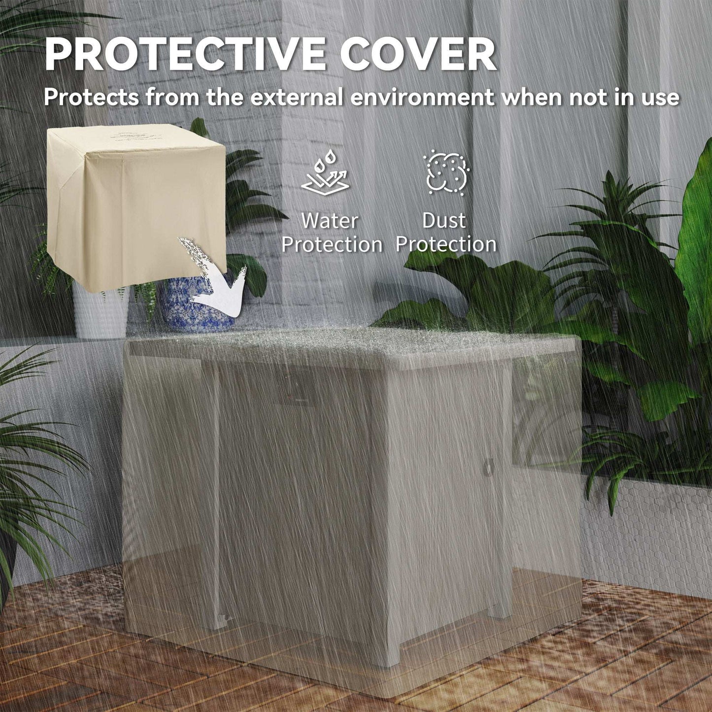 Outsunny 71cm 50,000 BTU Gas Fire Pit Table with Cover and Glass Screen - Dark Grey