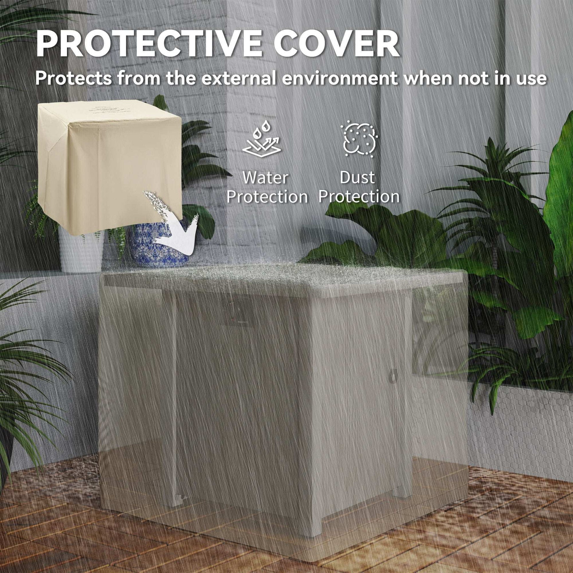 Outsunny 71cm 50,000 BTU Gas Fire Pit Table with Cover and Glass Screen - Dark Grey