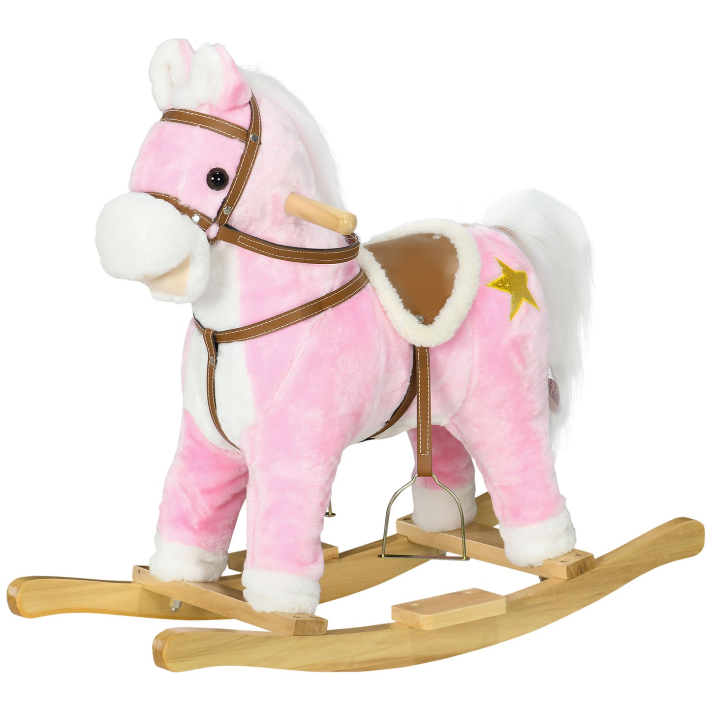 Wooden Rocking Horse with Music, Sound, Saddle for 3-6 Years