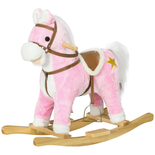 Wooden Rocking Horse with Music, Sound, Saddle for 3-6 Years