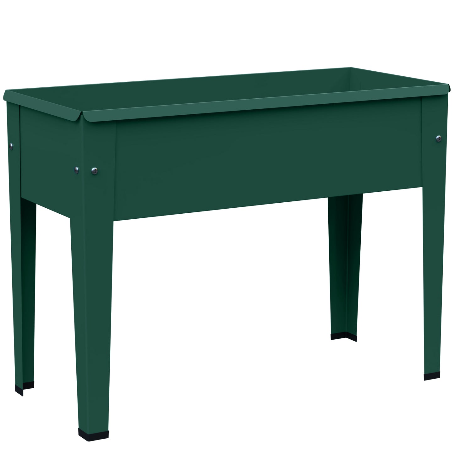 Metal Raised Garden Planter on Legs | Powder-Coated | Drainage Hole | Rubber Feet | 20kg Capacity | 20L Soil | Ideal for Balconies & Patios | 60x27x45cm | Green