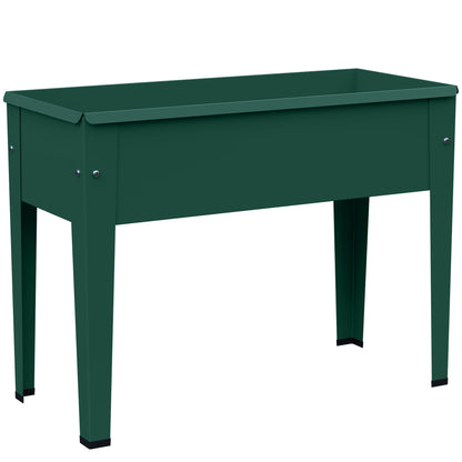 Metal Raised Garden Planter on Legs | Powder-Coated | Drainage Hole | Rubber Feet | 20kg Capacity | 20L Soil | Ideal for Balconies & Patios | 60x27x45cm | Green