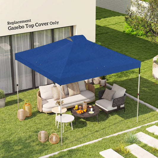 3x3m Gazebo Roof Replacement Canopy | UV50+ Waterproof | 210D Silver-Coated Oxford Fabric | Double Vented | 8 Drainage Holes | Hook & Loop | Fits 3x3m Straight-Leg Frames | Blue