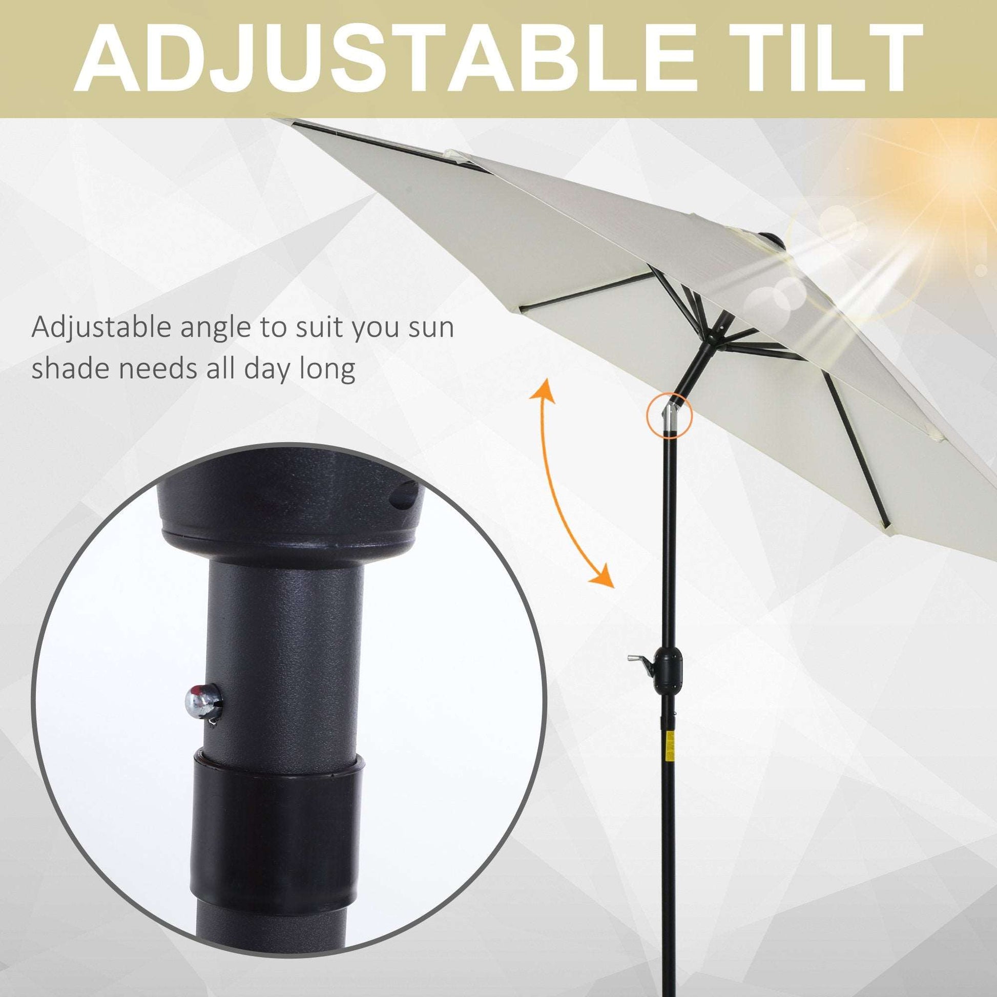 2.7 m Patio Umbrella Sun Shade Tilt Crank Garden Aluminium Frame-Cream White - Outsunny