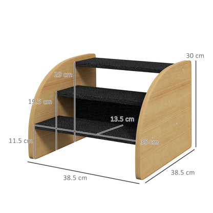 Dog Stairs | 3-Step Oak Effect Pet Steps for Sofa & Bed with Side Panels