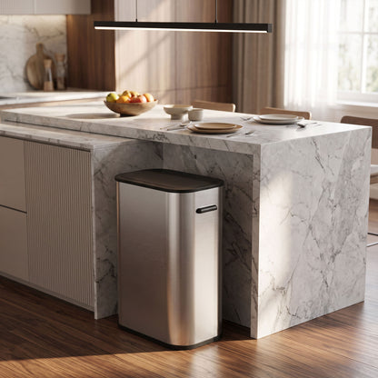 55L Touchless Sensor Bin | Automatic Motion-Activated Kitchen Waste Bin | Soft-Close Lid | Stainless Steel | Silver