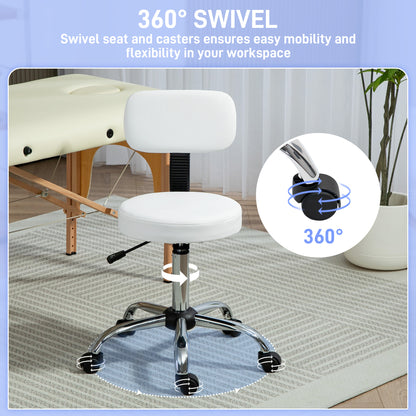 360° Swivel Seat Salon Stool Chair - White / Black