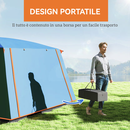 4-6 Man Camping Tent, Double Layer Tunnel Tent with Porch, Living Area and 2 Bedrooms, Sewn in Groundsheet, 3000mm Waterproof and UPF 30+