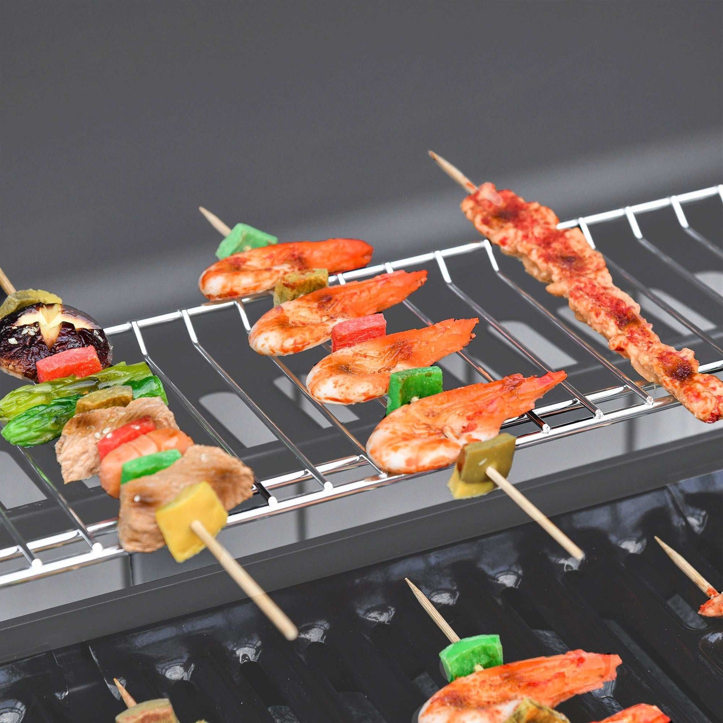 6+1 Burner Gas BBQ Grill, Outdoor Barbecue Trolley with Wheels, Warming Rack, Side Shelves, Cabinet, Thermometer for Garden, Party, Camping