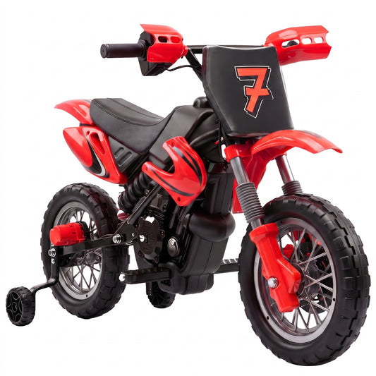 AIYAPLAY 12V Kids Electric Ride-On Motorbike | Red, Orange or Green | Dual 35W Motors, Training Wheels & Rear Suspension | Ages 3–6