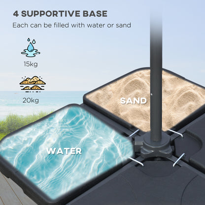 Outsunny 3(m) Garden Banana Parasol Cantilever Umbrella with Crank Handle, Cross Base, Weights and Cover for Outdoor, Hanging Sun Shade