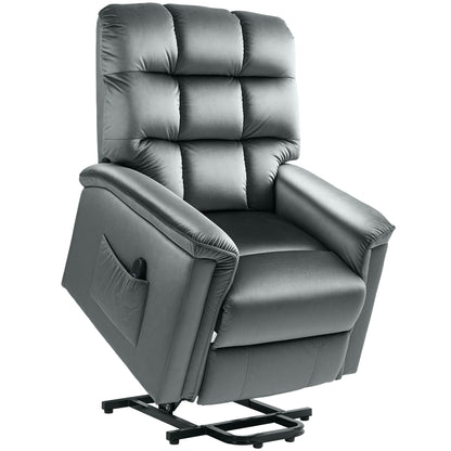 Velvet-Feel Electric Lift Recliner Chair - Dark Grey