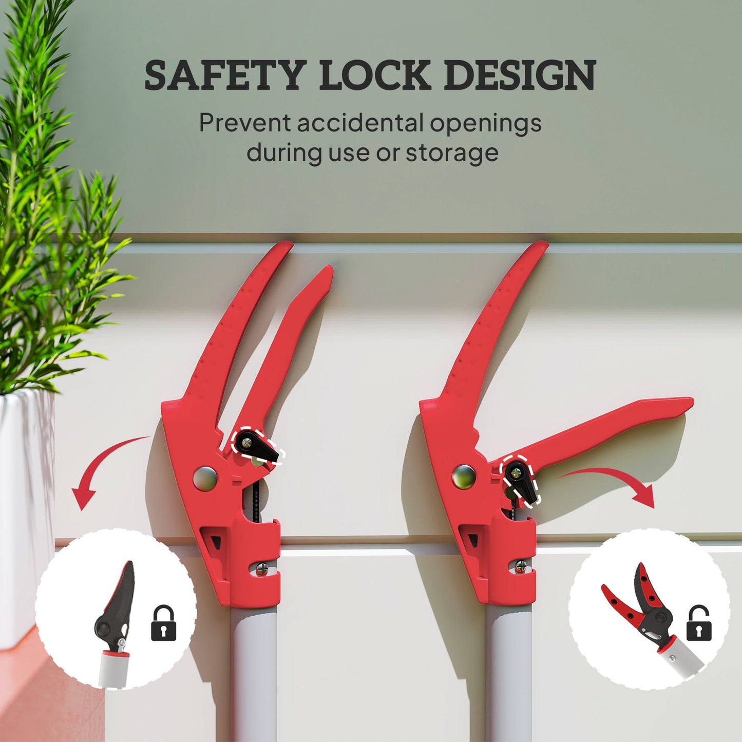 Outsunny 120 cm Tree Pruner, Tree Lopper Long Handled, Lightweight & Strong, Long Reach Tree Trimmer with Aluminium Pole for Fruit Picking and Pruning