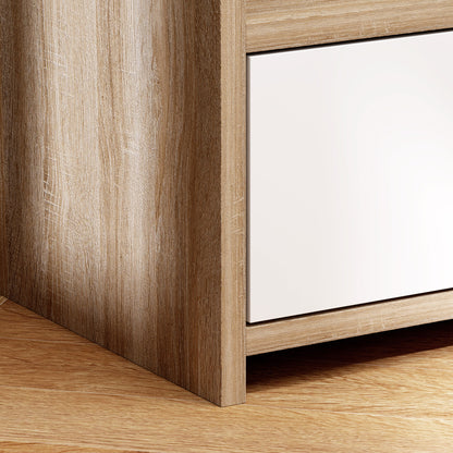 Multi-Storage Bedside Table - White/Wood-Effect