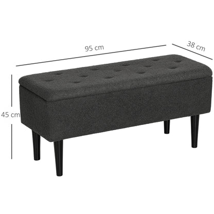 47L Teddy Fleece Storage Ottoman - Dark Grey