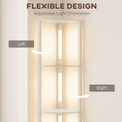 Corner Floor Lamp for Living Room Bedroom with Dimmable Warm White LED Light, Modern Tall Standing Lamp, Oak