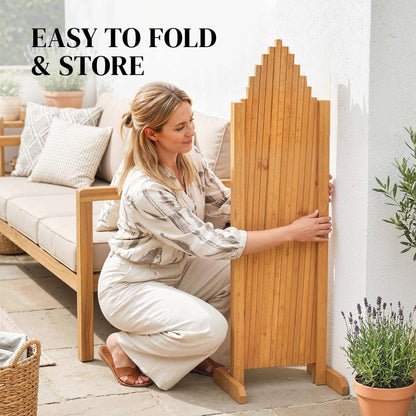 2 Pack Expanding Garden Fence Panels | 180cm Wide | Freestanding | Foldable | Varnished Fir Wood | Brown