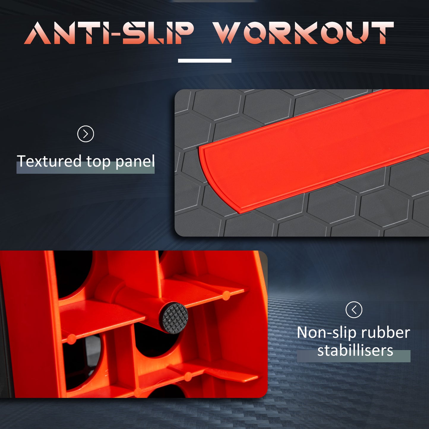 Aerobic Step, 10cm, 15cm & 20cm Height Adjustable Exercise Stepper for Exercise Workout, Nonslip Step Board Great - Grey and Red