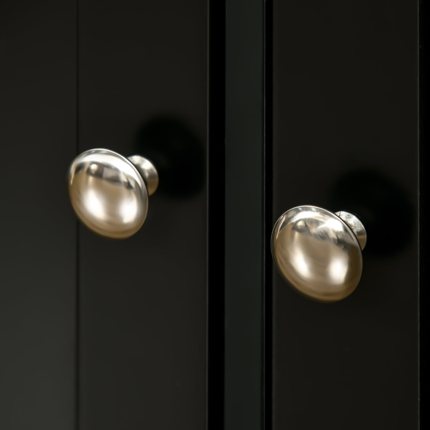 Sideboard with Rubberwood Top and Adjustable Shelves for Dining Room, Kitchen - Black