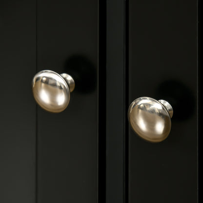 Sideboard with Rubberwood Top and Adjustable Shelves for Dining Room, Kitchen - Black