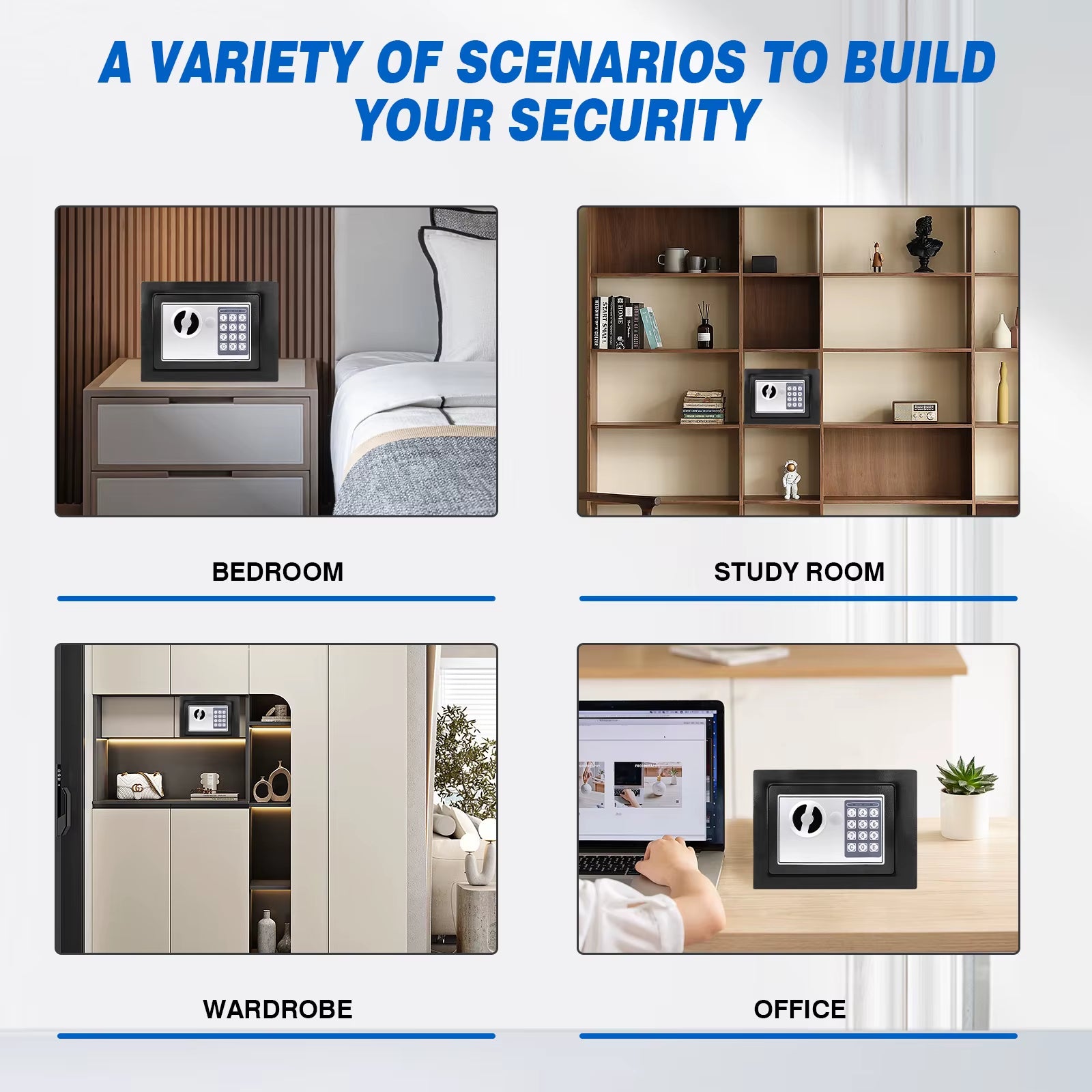 Safes for Home Fireproof Waterproof with 2 Manual Override Keys,Security Safe Cash Box with Double Digital Keypad and Key