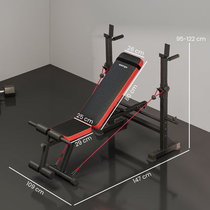 SPORTNOW Adjustable Weight Bench with Squat Rack and Dip Stand