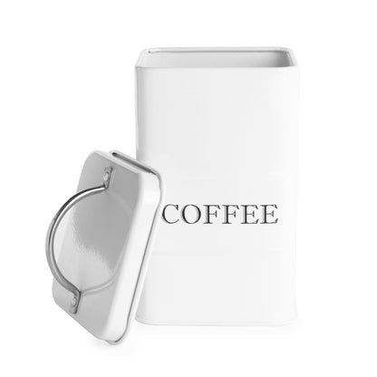 Stainless Steel Tea Coffee Sugar Canisters | Set of 3 | Airtight Lids | Labelled | Vintage Design | 17x10x10cm | 2-Year Warranty | White