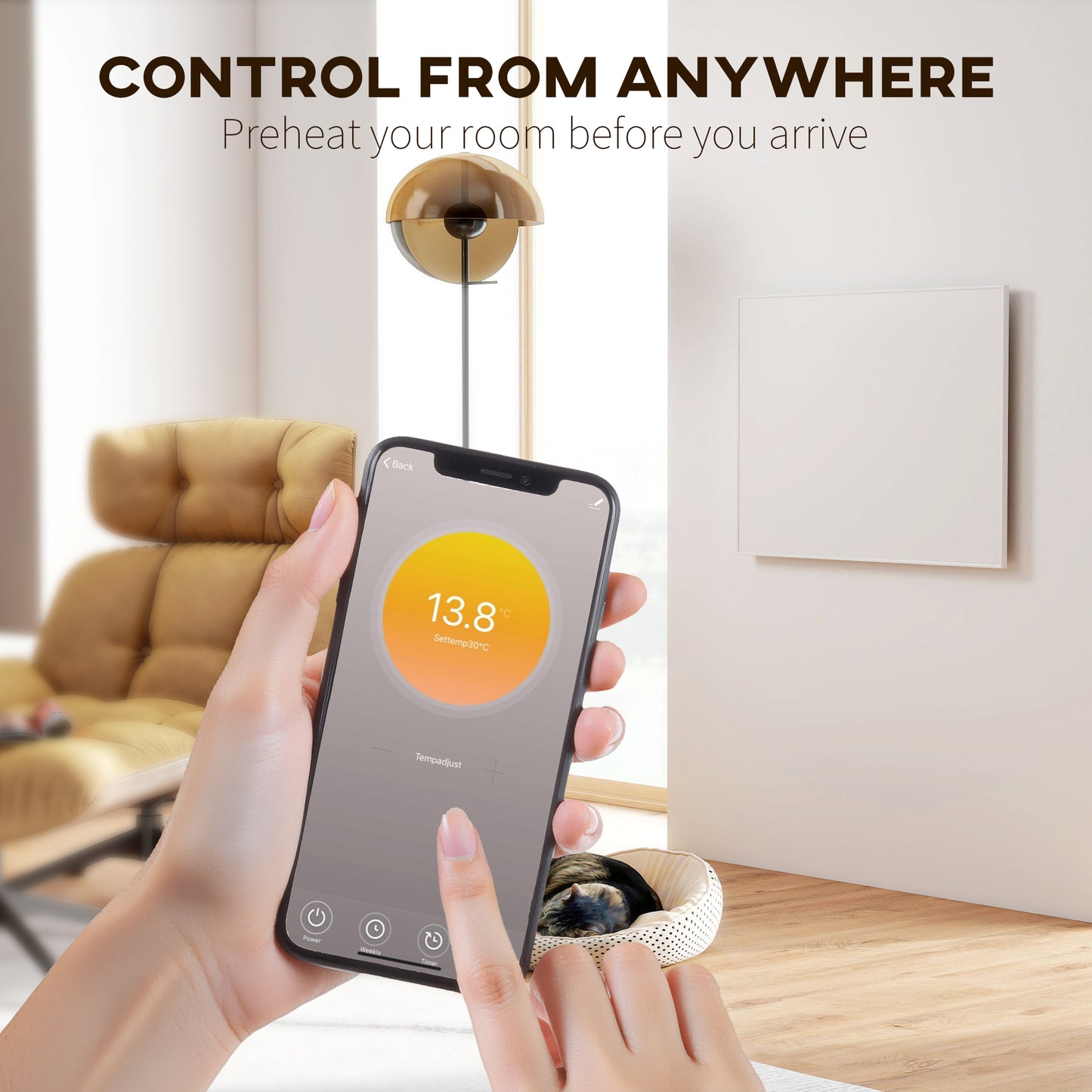 Wifi Smart Electric Heater, Far Infrared, Wall Mounted - 170W