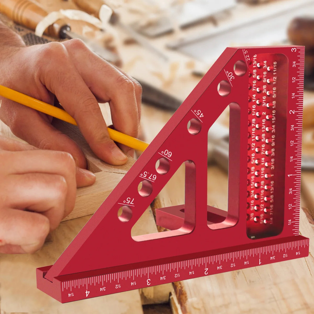 3D Multi-Angle Measuring Ruler, 45/90 Degree Aluminium Alloy Woodworking Square Protractor For Engineer Carpenter