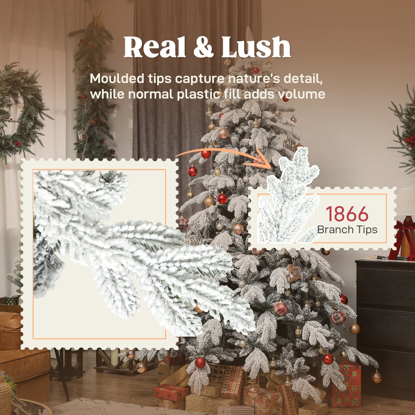 7ft Super Flocked Christmas Tree - Green/White