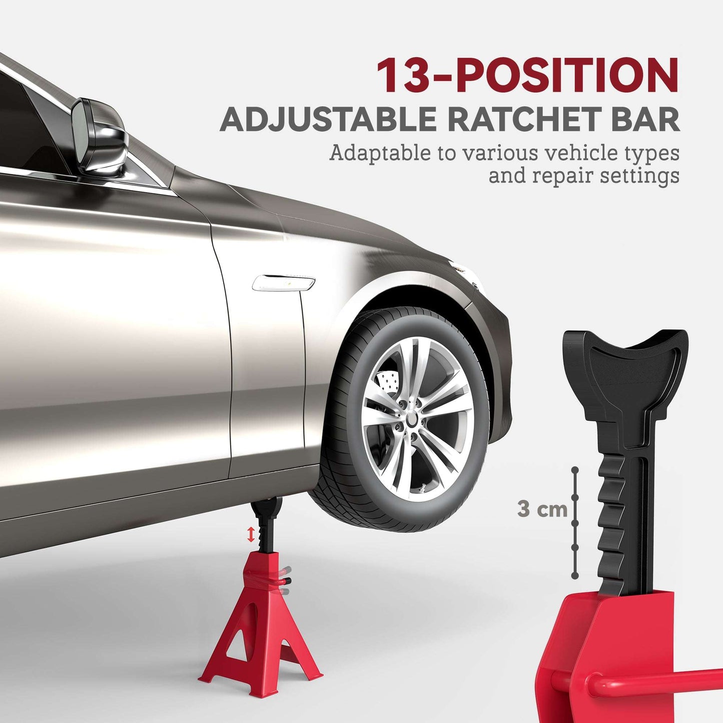 Axle Stands 3 Ton Car Jack Stands Pack of 2, 38.5-60 cm Height Adjustable Support Jack Stand, Heavy Duty Car Lift Tool for Vehicles, Workshops