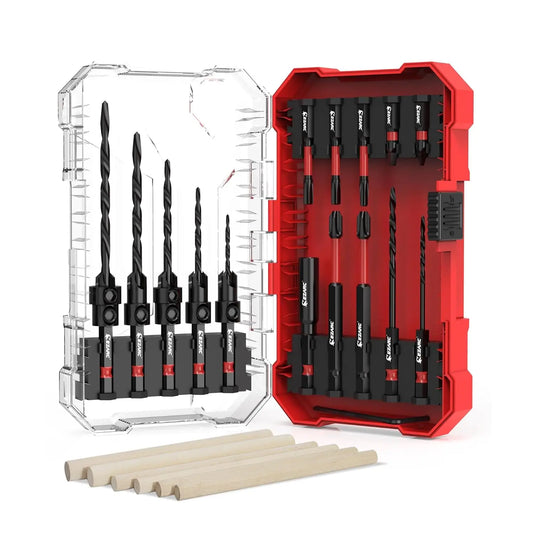 EZARC Countersink Drill Bit Set 24-Pack, Tapered Drill Bits Kit For Woodworking With Storage Box