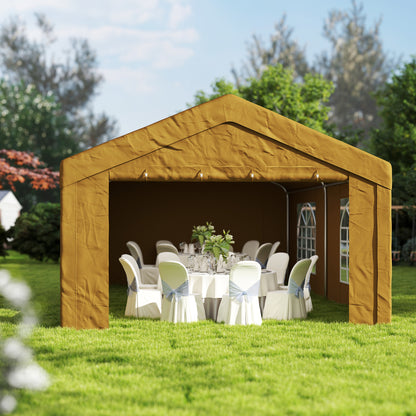 6m x 4m Garden Gazebo, Galvanised Marquee Party Tent with Removable Sides and Windows for Parties, Wedding and Events, Yellow