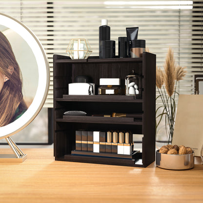 Four-Tier Desktop Organiser Storage Rack Cabinet - Dark Brown