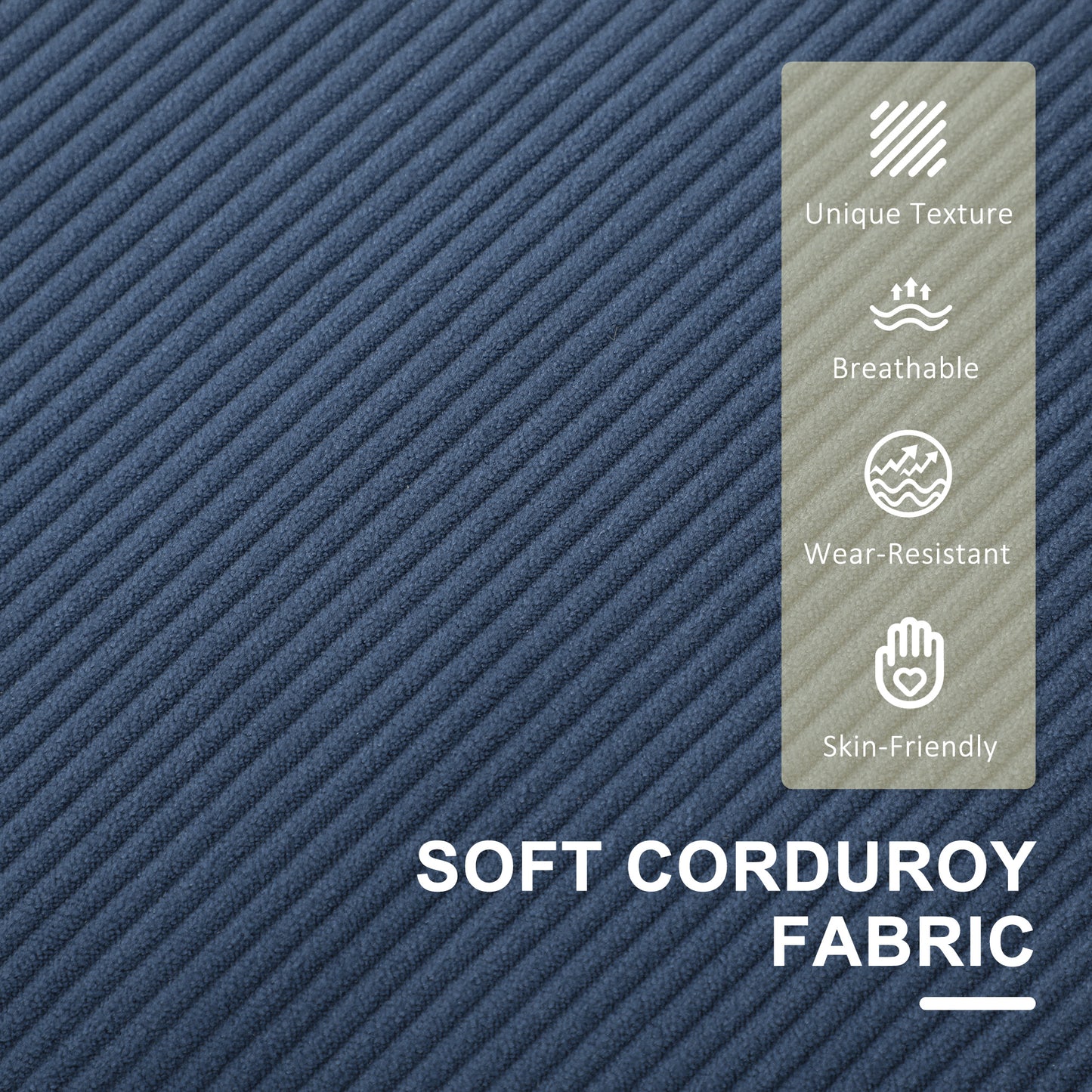 Small Two-Seater Corduroy Sofa - Blue