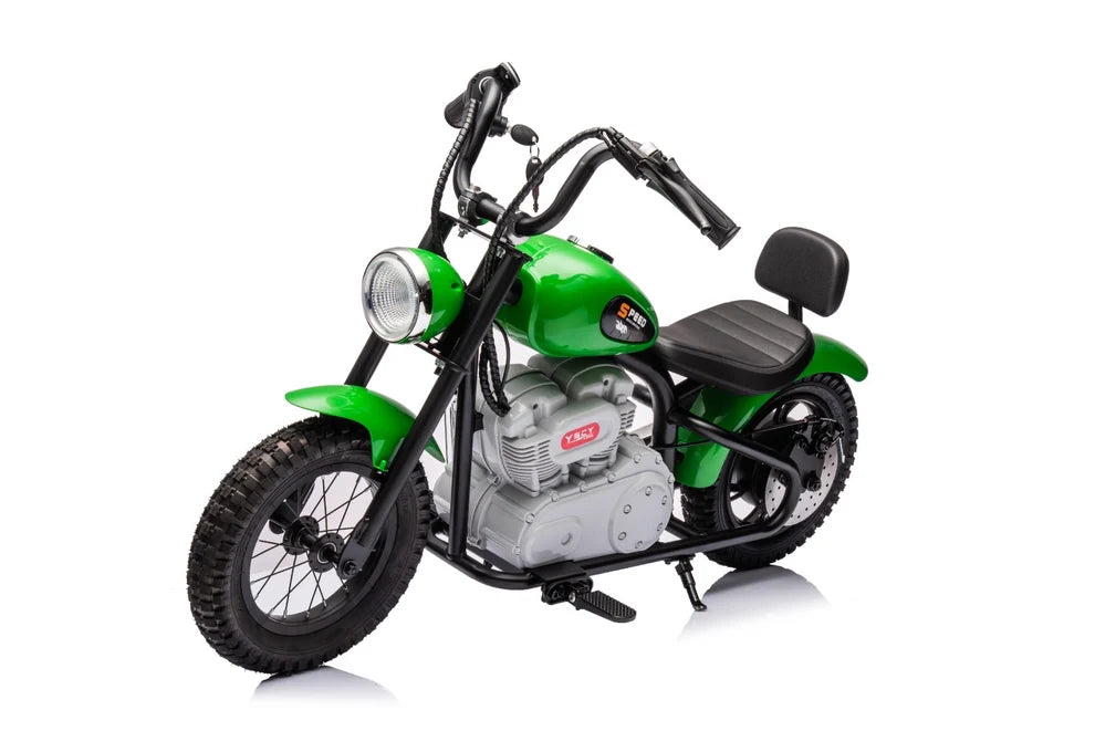 S-P-E-E-D 36V Electric Chopper Motorcycle Ride-On | 350W Twist-Grip Throttle, LED & Horn