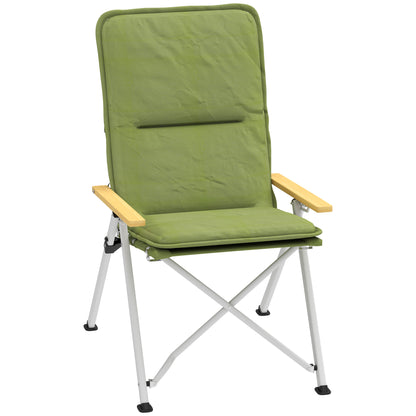 Portable Camping Chair for Adults, High Back Folding with Padded Seat and Carry Bag, Outdoor Recliner for Hiking, Fishing, Beach and Picnic, Green