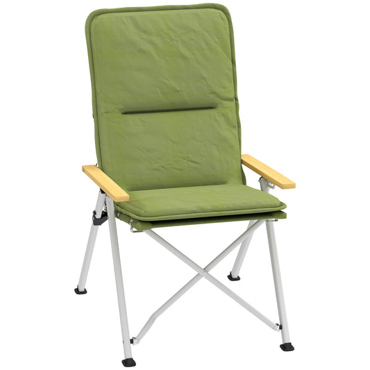 Portable Camping Chair for Adults, High Back Folding with Padded Seat and Carry Bag, Outdoor Recliner for Hiking, Fishing, Beach and Picnic, Green