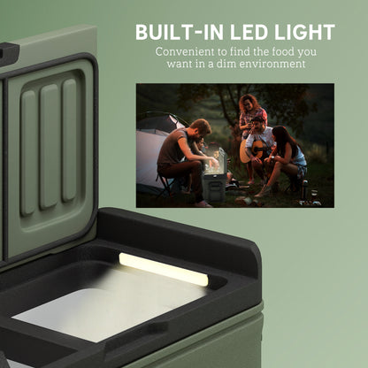 33L Camping Fridge Freezer Dual Zone, Portable Car Fridge 12V/24V DC & 100-240V AC, Electric Cool Box -20℃-20℃ with Wheels and LED Light