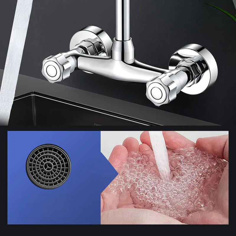 Wall Mounted Kitchen Mixer Tap Double Handle Kitchen Faucets Cold and Hot Water Tap 360 Rotation Sink Faucet Kitchen Accessories