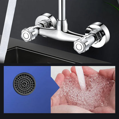 Wall Mounted Kitchen Mixer Tap Double Handle Kitchen Faucets Cold and Hot Water Tap 360 Rotation Sink Faucet Kitchen Accessories