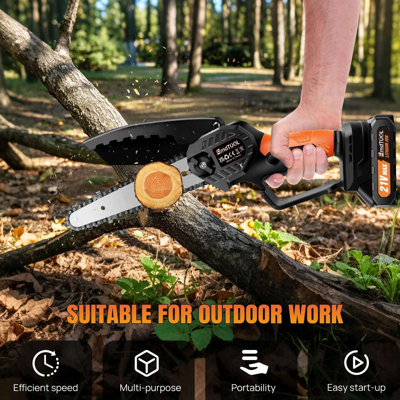 Mini 6 Inch Cordless Chainsaw, Powerful Electric Saw For Cutting Branches, Wood & Trimming 