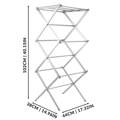 Expandable Folding Clothes Airer | 3-Tier | Scissor-Lift Steel Frame | Folds to 44x51.5x9cm | Extends to 102x71x38cm | Indoor Use | 2-Year Guarantee