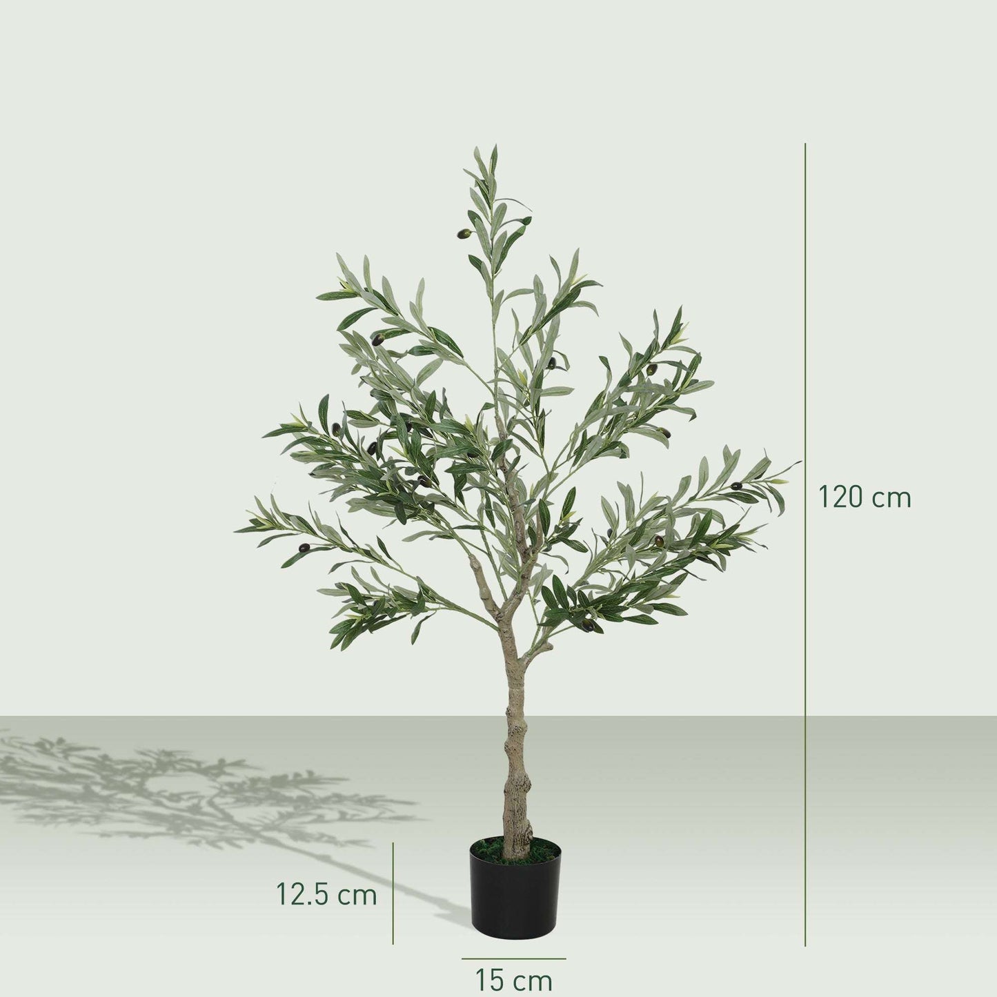 4ft/ 120cm Decorative Artificial Plant, Silk Olive Tree with 450 Leaves and 20 Olive Fruits in Pot, Fake Plant for Home, Office, Living Room, Indoor Decor