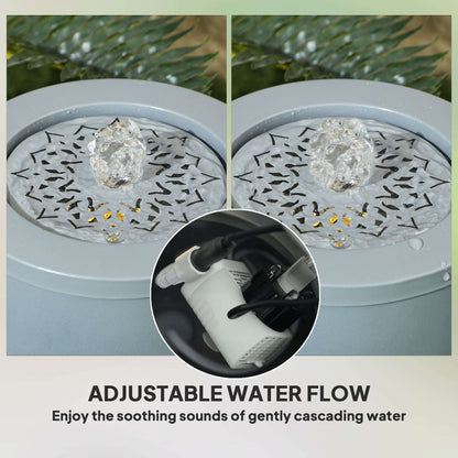 30 cm Tall Garden Waterfall Fountain with LED Lights and Pump, Garden Water Feature Water Fountain with Adjustable Flow and Cut-out Design