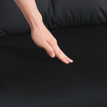 4-in-1 Velvet-Feel Double Sofa Bed, with Pillows - Black