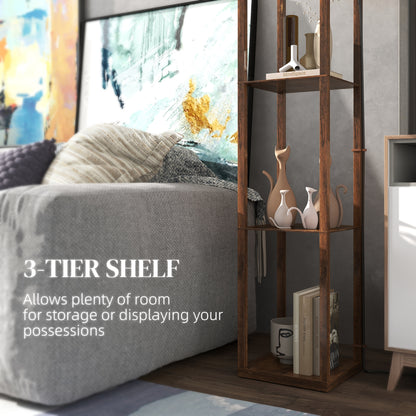 Three-Shelf Standing Lamp - Rustic Brown/White