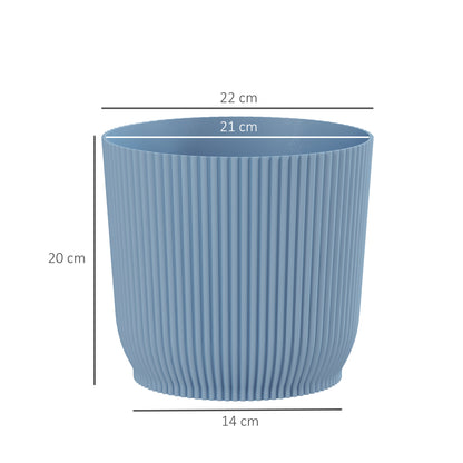 Outsunny Set of Two Ф22cm Planters - Blue / White