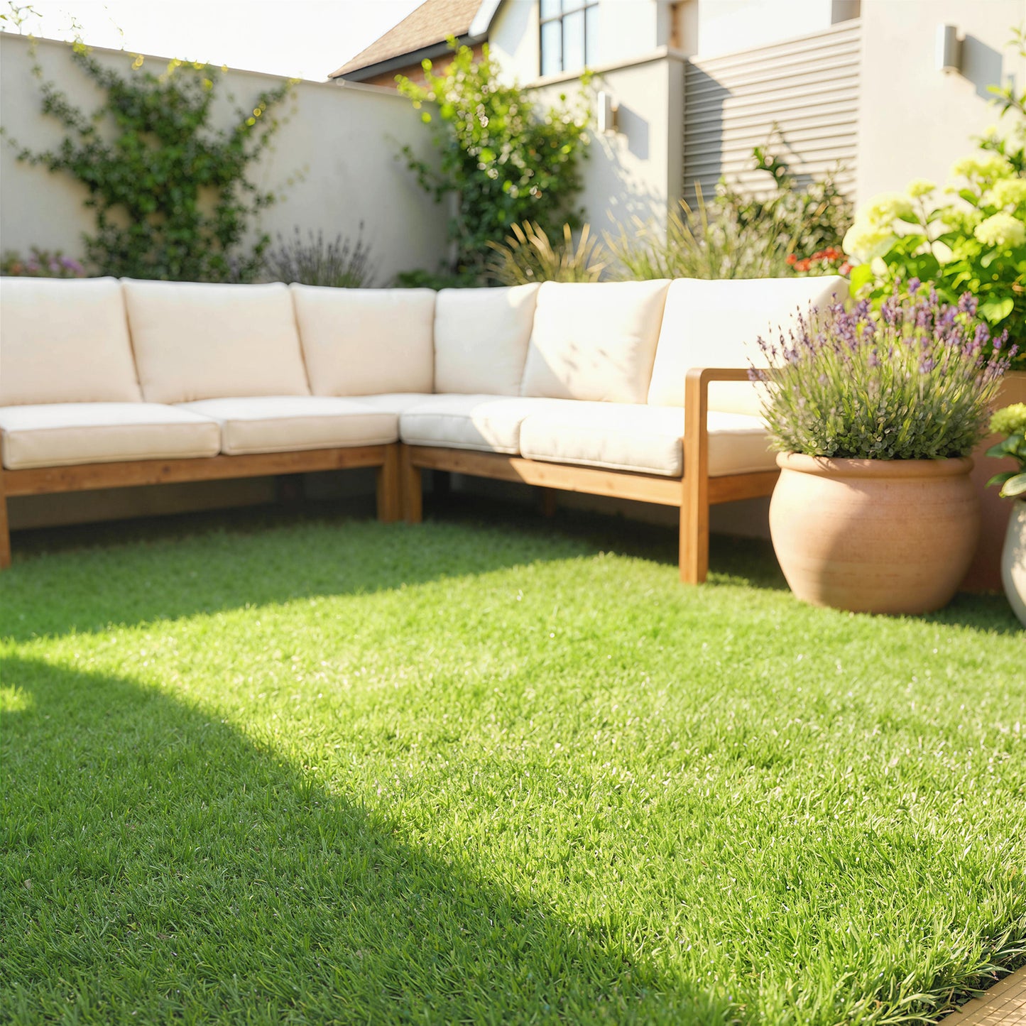 Outsunny Artificial Grass Turf Low Maintenance Realistic Lawn Pet Turf with Drain Holes for Garden 1m x 4m Green
